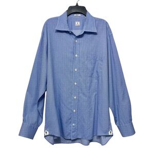 Peter Millar Mens‎ Cotton Long Sleeve Button-Down Shirt in Blue Size 15.5 R